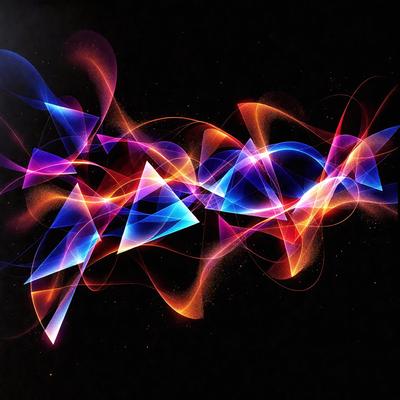 The primary subject of the image is a colorful, abstract design featuring a mix of blue, orange, and purple colors. The design appears to be a digital art piece or an illustration, with a patterned background. The visual style of the image suggests that it is a digital art or illustration, rather than a photo or a traditional drawing. The colors and mood of the image are vibrant and lively, creating a sense of energy and creativity.